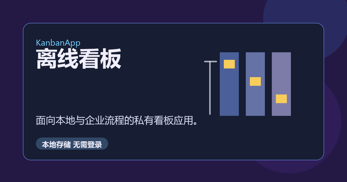 带有本地数据和无需登录特性的离线看板应用视觉图。